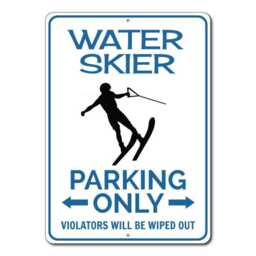 Water Skier Parking Sign, Gift For Skier, Skiing Metal Wall Decor - Quality Aluminum - thumbnail 3