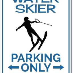 Water Skier Parking Sign, Gift For Skier, Skiing Metal Wall Decor - Quality Aluminum - thumbnail 2