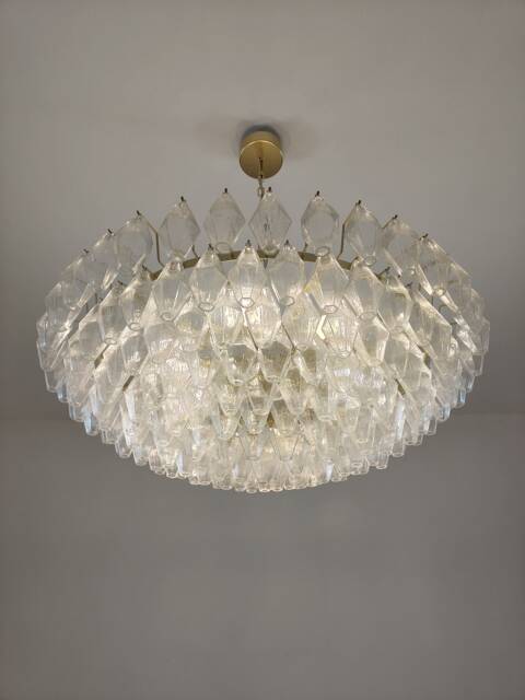 Large Murano Glass Clear Poliedri Chandelier - image 1