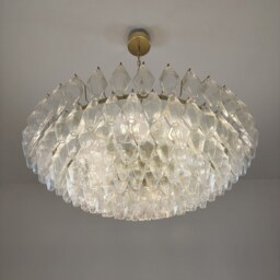 Large Murano Glass Clear Poliedri Chandelier - thumbnail 2