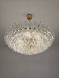 Large Murano Glass Clear Poliedri Chandelier - thumbnail 1
