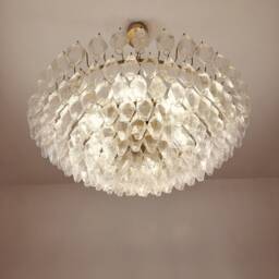 Large Murano Glass Clear Poliedri Chandelier - thumbnail 3