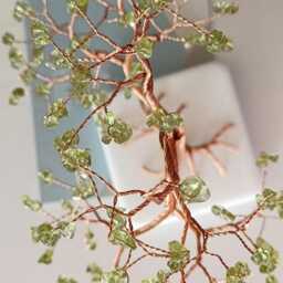 Peridot Gemstone Tree Sculpture Golden Wire, August Birthstone Gift, 16Th Anniversary Gift - thumbnail 3