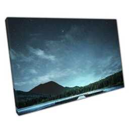 Enchanting Starry Night Canvas Woodland Lake Scenery Wall Art For Home & Office Decor - thumbnail 1