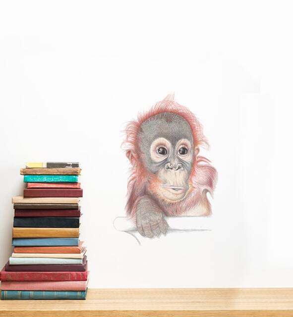 Peanut The Monkey Wall Sticker Decal - Kids Stickers, Animals Childrens Decals, Art, Room, Girl, Boy
