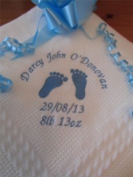 Personalised Baby Blanket Shawl Footprints Newborn Christening Boy Girl Gift - thumbnail 1