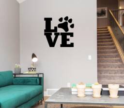 Love Paw Print Vinyl Wall Decal Pet Sign Decor