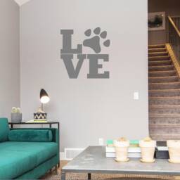 Love Paw Print Vinyl Wall Decal Pet Sign Decor - thumbnail 3
