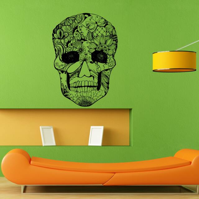 Floral Flower Skull Skeletal Skeleton Wall Sticker Vinyl Decal Home Art Decor Housewares Free Shipping L048 - image 1