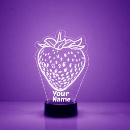 Acrylic Light Up Strawberry, Custom Engraved Night Light, Personalized Free, 16 Color Options With Remote Control, Chef's Gift, Kitchen Decor - thumbnail 4