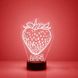 Acrylic Light Up Strawberry, Custom Engraved Night Light, Personalized Free, 16 Color Options With Remote Control, Chef's Gift, Kitchen Decor