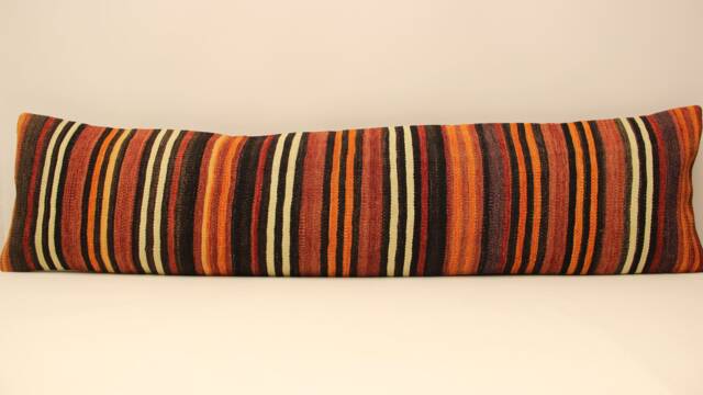 Vintage Turkish Kilim Pillow Cover Boho Lumbar Cushion - 12x48 - image 1