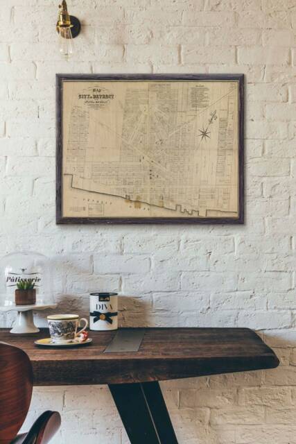 1835 Detroit Map Print Map Of Michigan Poster City Motor Wall Art Office Housewarming Gift - image 1