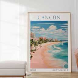 Cancun Travel Poster, Mexico Wall Art, Caribbean Beach Decor, Landscape, Tropical Print, Art - thumbnail 3