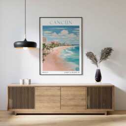 Cancun Travel Poster, Mexico Wall Art, Caribbean Beach Decor, Landscape, Tropical Print, Art - thumbnail 1