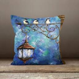 Dark Blue Winter Cushion Case/Winter Landscape Pillow Cover/Christmas Red Snow Decor/Housing Cover/Pine Trees Top - thumbnail 4