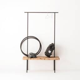 Coat Rack With Hanging & Storage Options Made Of Reclaimed Wood - thumbnail 2