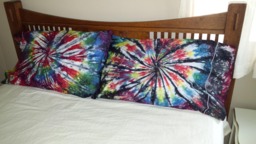 Tie Dyed Cotton Pillowcase, Set Of Two Pillow Cases, 600 Thread Count, Egyptian Cotton Black Backed Rainbow Pillowcase