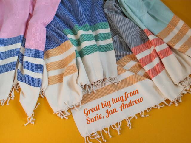 Personalised Throw & Large Towel, Cotton Anniversary Gift, Mother's Day For Her, Garden Shawl, Wedding Gift Her - image 1