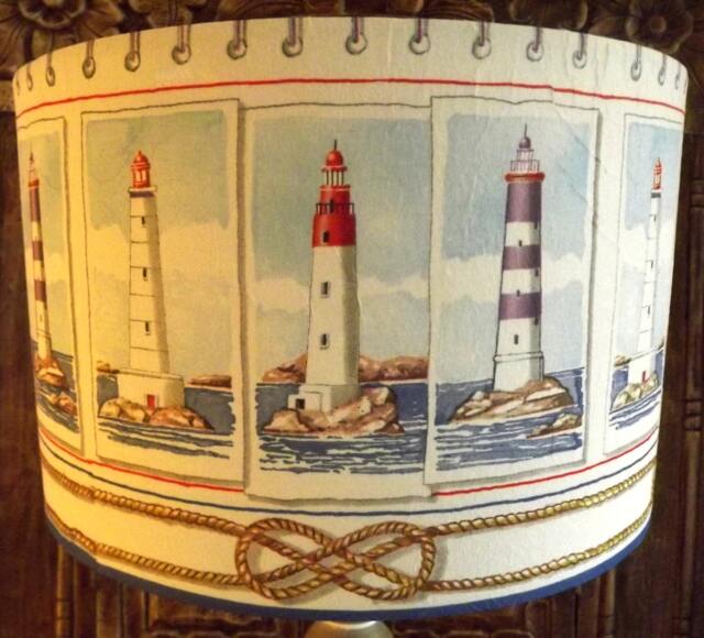 Shabby Chic Lamp Shade Lighthouse Nautical Bathroon Lightshade Fatta Da Mamma Free Gift - image 1