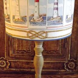 Shabby Chic Lamp Shade Lighthouse Nautical Bathroon Lightshade Fatta Da Mamma Free Gift - thumbnail 2