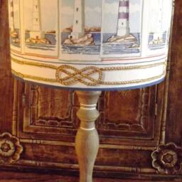 Shabby Chic Lamp Shade Lighthouse Nautical Bathroon Lightshade Fatta Da Mamma Free Gift - thumbnail 4
