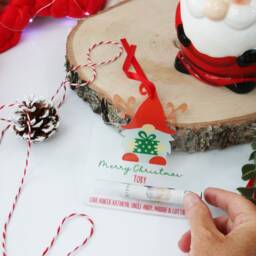 Personalised Money Holder Gnome - Hanging Bauble Acrylic Cash Wallet- Gift Christmas - thumbnail 2