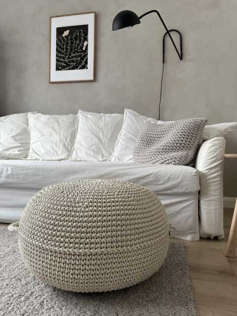 xl Crochet Pouf Ottoman Eco-Cotton Footstool With Handles - image 1