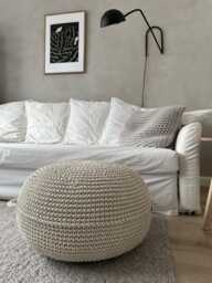 xl Crochet Pouf Ottoman Eco-Cotton Footstool With Handles