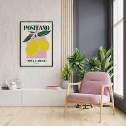 Positano - Amalfi Italy Print Modern Italian Location Poster, Coast Aesthetic, Home Decor, Lemon Illustration, Mediterranean, Travel - thumbnail 2