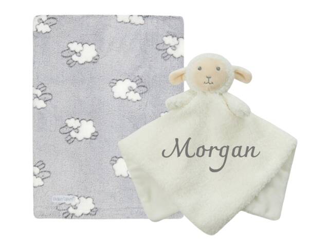 Personalized Lamb Comforter & Fleece Blanket Set Baby Keepsake Gift - image 1