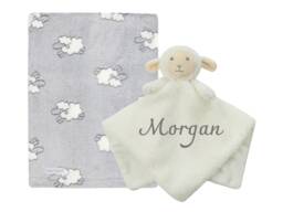 Personalized Lamb Comforter & Fleece Blanket Set Baby Keepsake Gift - thumbnail 1