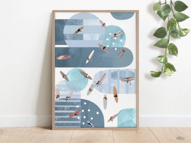 Surfers Paradise Paper Print, Coastal Art, Beach Surfing Surf Board Prints For Bedroom, Decor, Modern Art - image 1