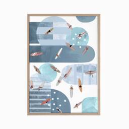 Surfers Paradise Paper Print, Coastal Art, Beach Surfing Surf Board Prints For Bedroom, Decor, Modern Art - thumbnail 2