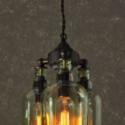 Recycled Bottle Light Chandelier - The Marquis Gin With Vintage Style Edison Bulbs Rustic Decor Farmhouse Barn - thumbnail 2