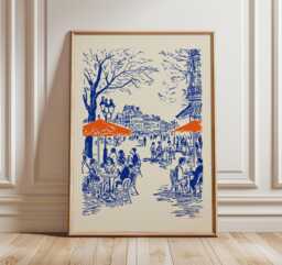 Paris Street Caf?? Poster, French Wall Art For Living Room Or Kitchen Decor - thumbnail 1