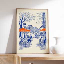 Paris Street Caf?? Poster, French Wall Art For Living Room Or Kitchen Decor - thumbnail 2