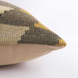 Vintage Turkish Kilim Pillow Cover Handwoven Wool Cushion, 16x16 - thumbnail 4