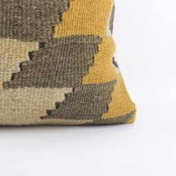 Vintage Turkish Kilim Pillow Cover Handwoven Wool Cushion, 16x16 - thumbnail 2