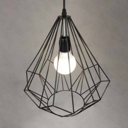 Diamond Steel Frame Pendant Light, Industrial Style, Lampshade Width 7.87'' By Height 13.7 - thumbnail 3