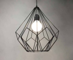 Diamond Steel Frame Pendant Light, Industrial Style, Lampshade Width 7.87'' By Height 13.7