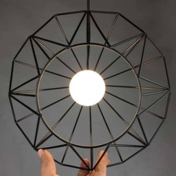 Diamond Steel Frame Pendant Light, Industrial Style, Lampshade Width 7.87'' By Height 13.7 - thumbnail 2
