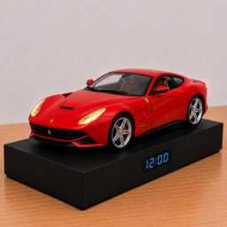 Ferrari F12 Berlinett Alarm Clock - Realistic Engine Sound, Working Headlights, Handmade, Car Enthusiast Gift