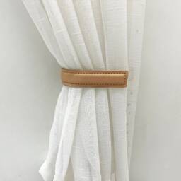Hand-stitched Leather Curtain Tie Back - Wall-Mounted, Japandi Decor - thumbnail 3
