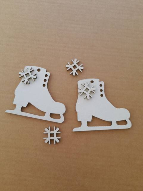 Christmas Skates. Set Of 4. Tree & Home Decoration, Laser Cut Cardboard, Party Decor, Holiday Winter Supply - image 1