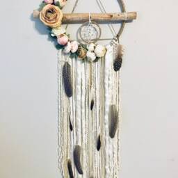 Rustic Floral Dreamcatcher, Boho Nursery Wall Hanging, 12-Inch - thumbnail 4
