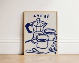 Cafe Coffee Print, Poster, Kitchen Wall Art, Decor, Aesthetic Apartment Trendy Unframed - thumbnail 1