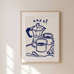 Cafe Coffee Print, Poster, Kitchen Wall Art, Decor, Aesthetic Apartment Trendy Unframed - thumbnail 2