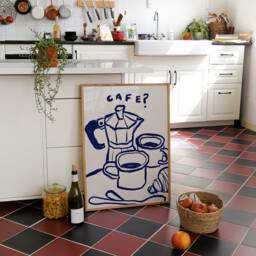Cafe Coffee Print, Poster, Kitchen Wall Art, Decor, Aesthetic Apartment Trendy Unframed - thumbnail 3