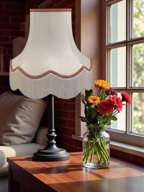 Traditional Cream Fabric Lampshade Handmade For Table & Floor Standard Lamp Bases, Wall Light Fixtures, Ceiling Fittings - image 1